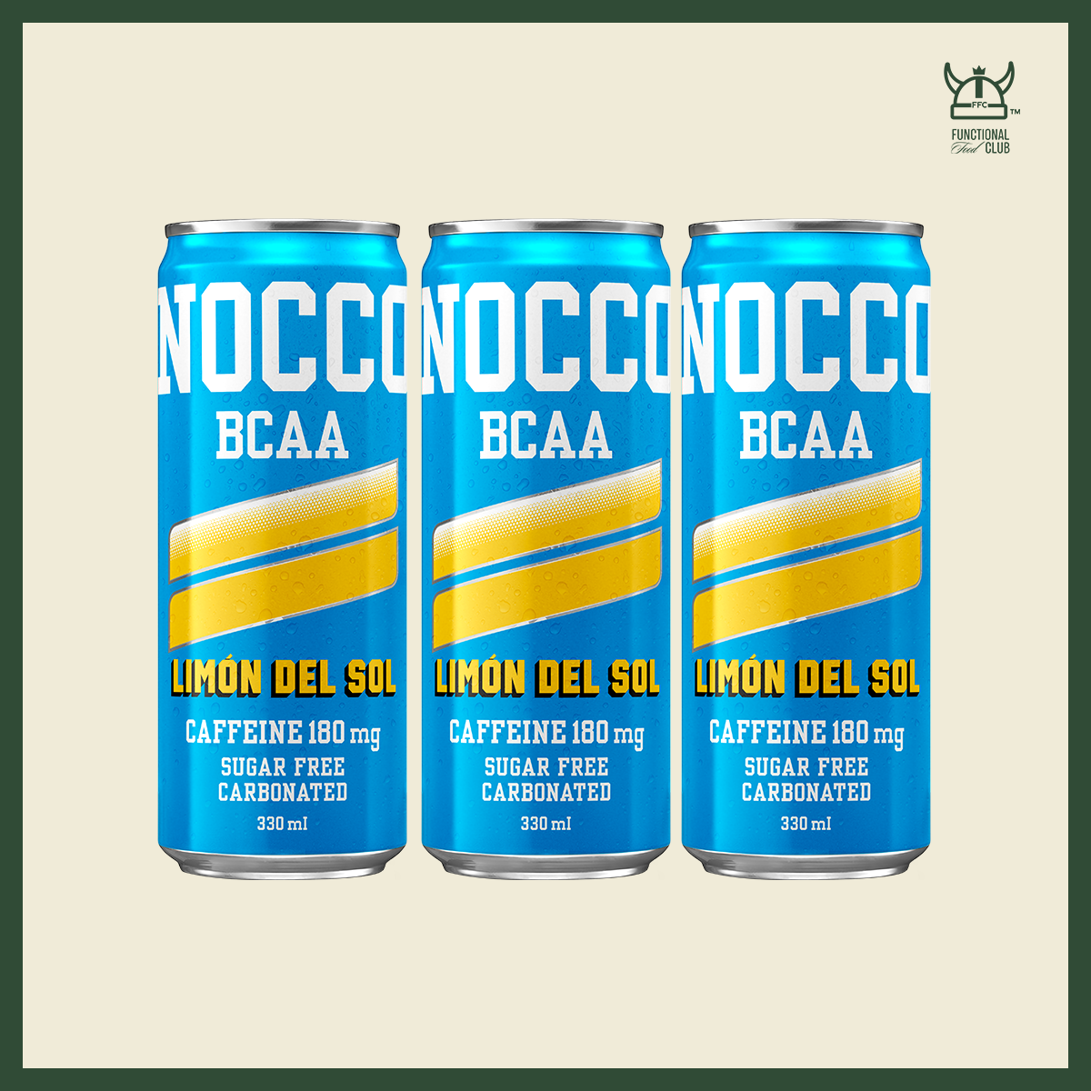NOCCO BCAA Multi-vitamins Performance Drink - Limón Del Sol (Caffeinated) 3 Cans