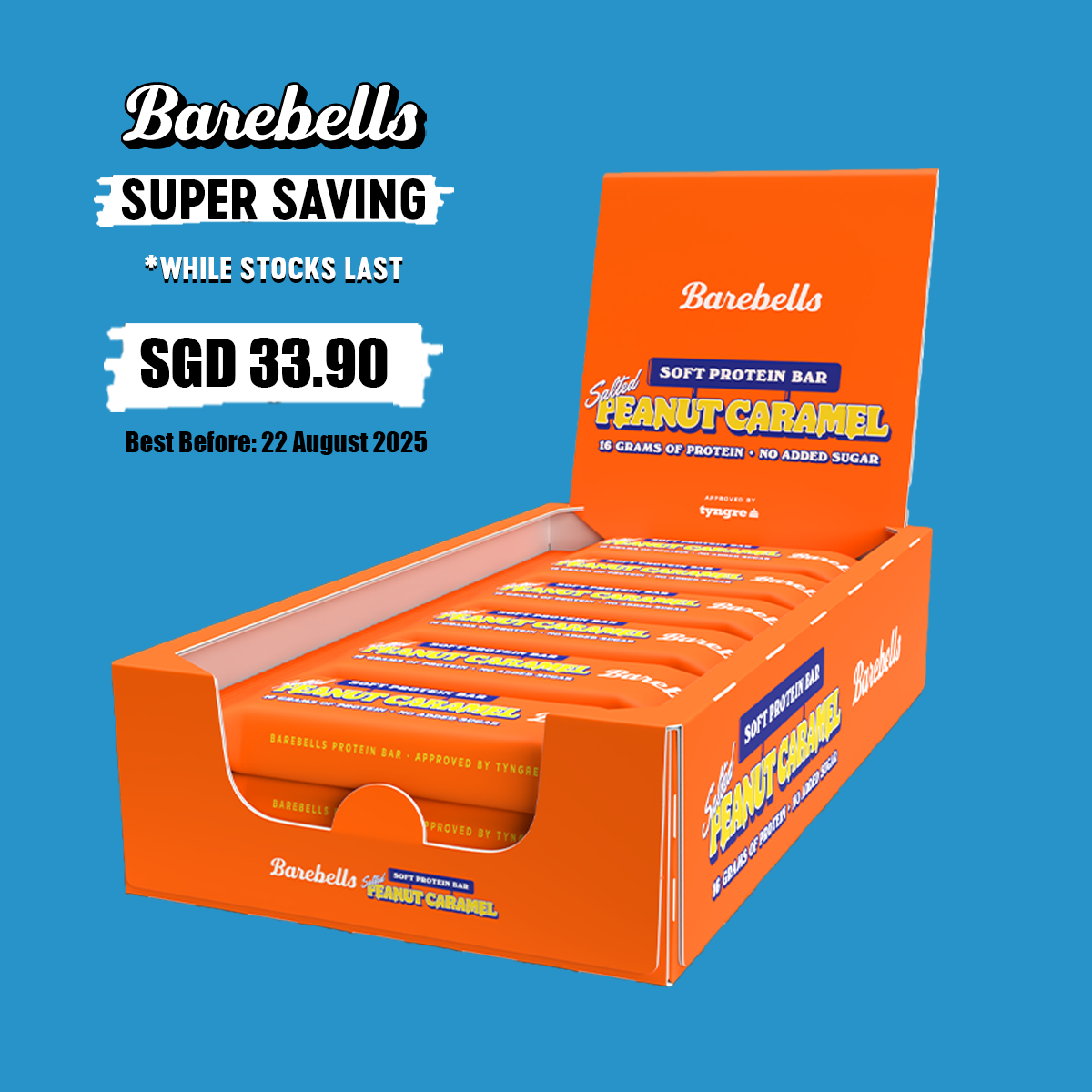 SUPER SAVING Barebells Soft Protein Bar - Salted Peanut Caramel (1 Box - 12 bars)