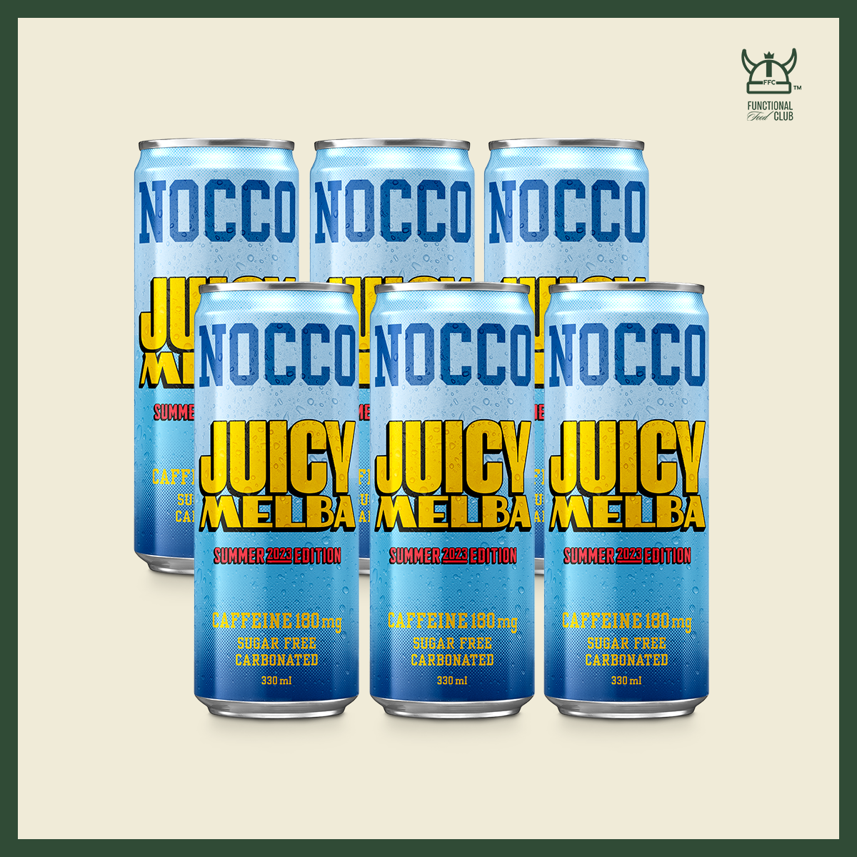NOCCO BCAA Multi-vitamins Performance Drink - JUICY MELBA (Caffeinated) 6 Cans