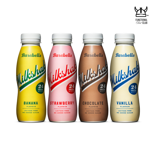 Barebells Lactose Free & No Added Sugar Milkshake - Mix - Vanilla, Chocolate, Strawberry & Banana  (4 bottles)