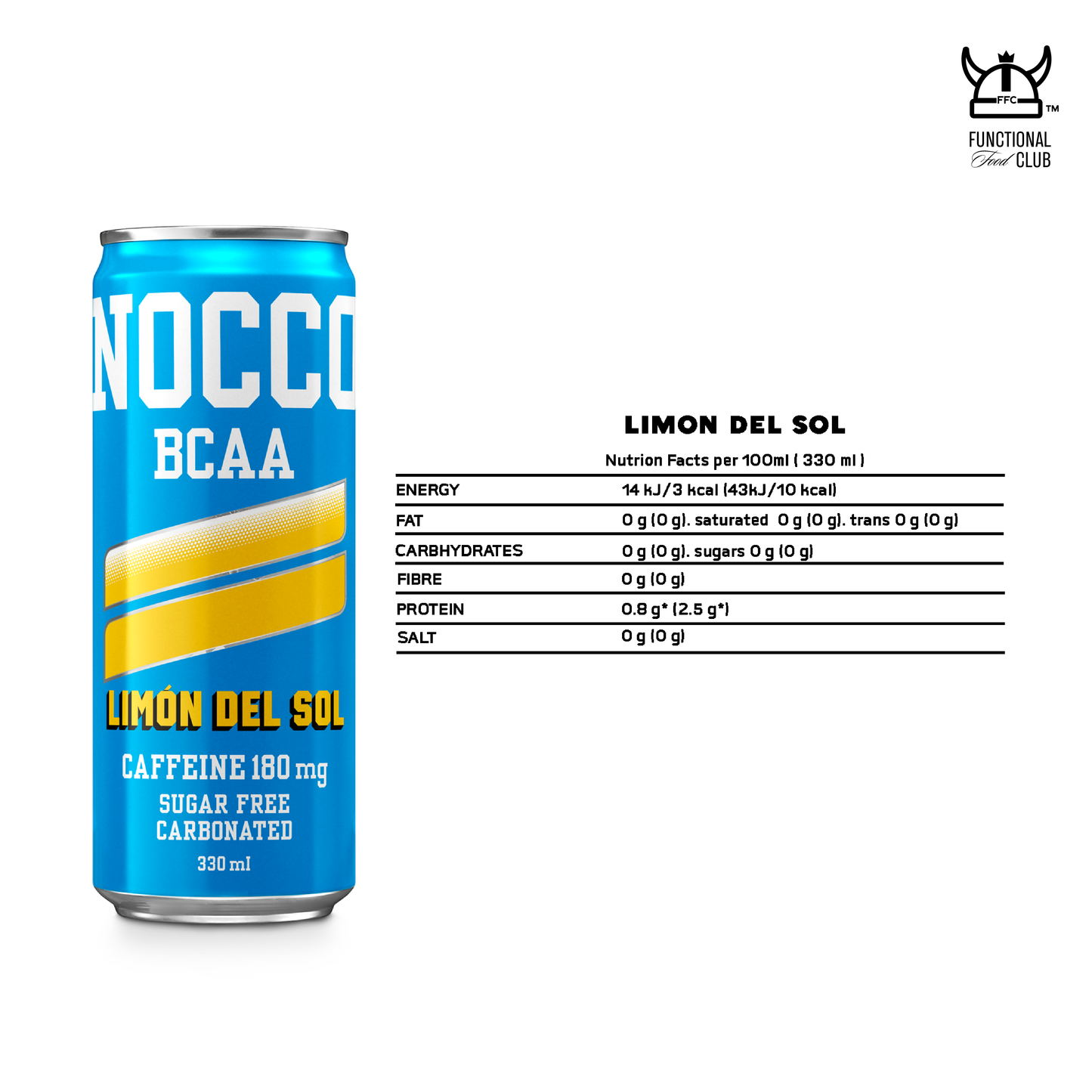 NOCCO BCAA Multi-vitamins Performance Drink - Limón Del Sol (Caffeinated) 24 Cans