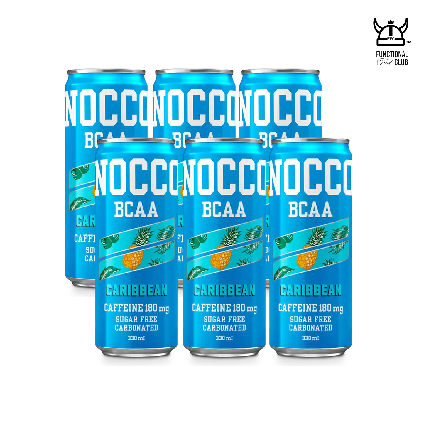 NOCCO BCAA Multi-vitamins Performance Drink - Caribbean (Caffeinated) 6 Cans