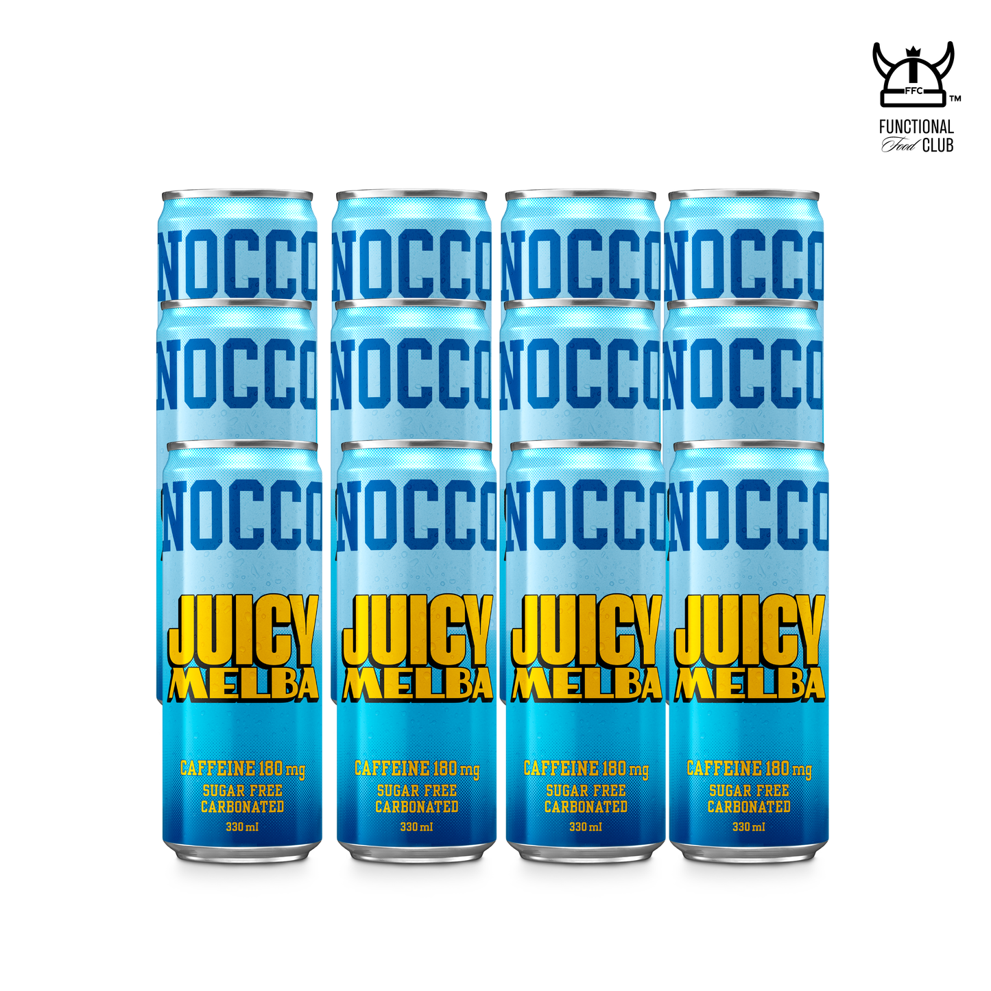 NOCCO BCAA Multi-vitamins Performance Drink - JUICY MELBA (Caffeinated) 12 Cans