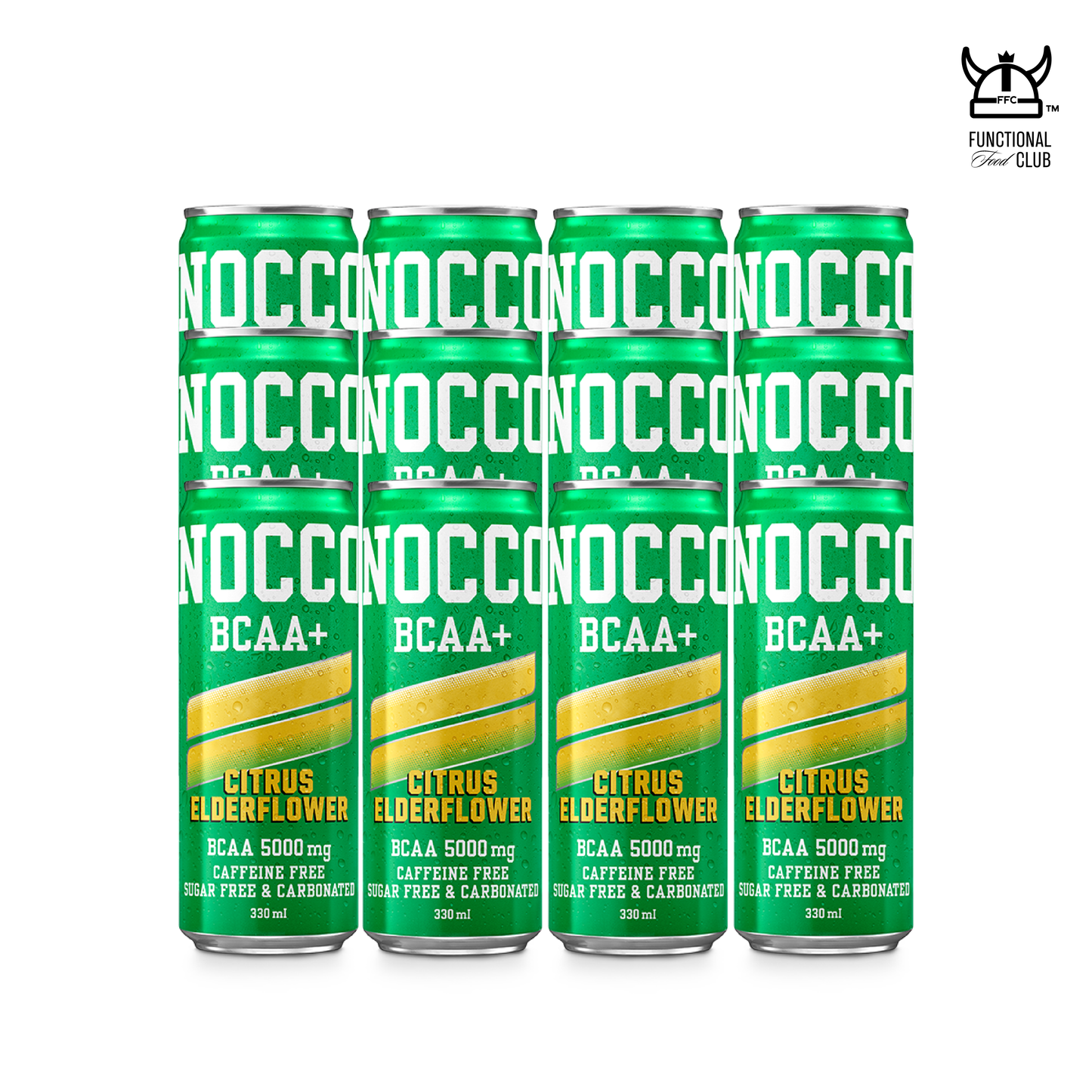 NOCCO BCAA Multi-vitamins Performance Drink - Citrus/ Elderflower ( Non-caffeinated) 12 Cans