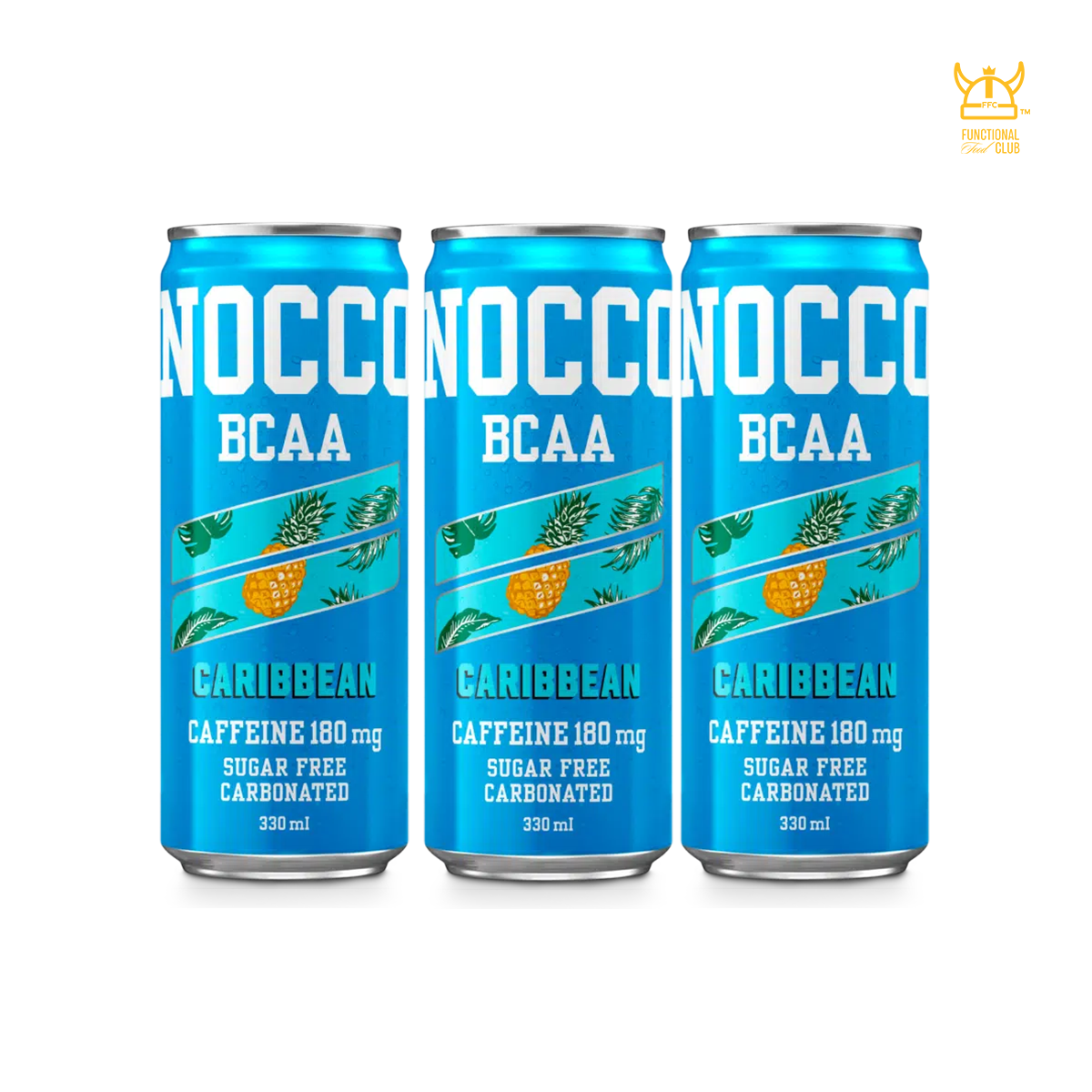 NOCCO BCAA Multi-vitamins Performance Drink - Caribbean (Caffeinated) 3 Cans