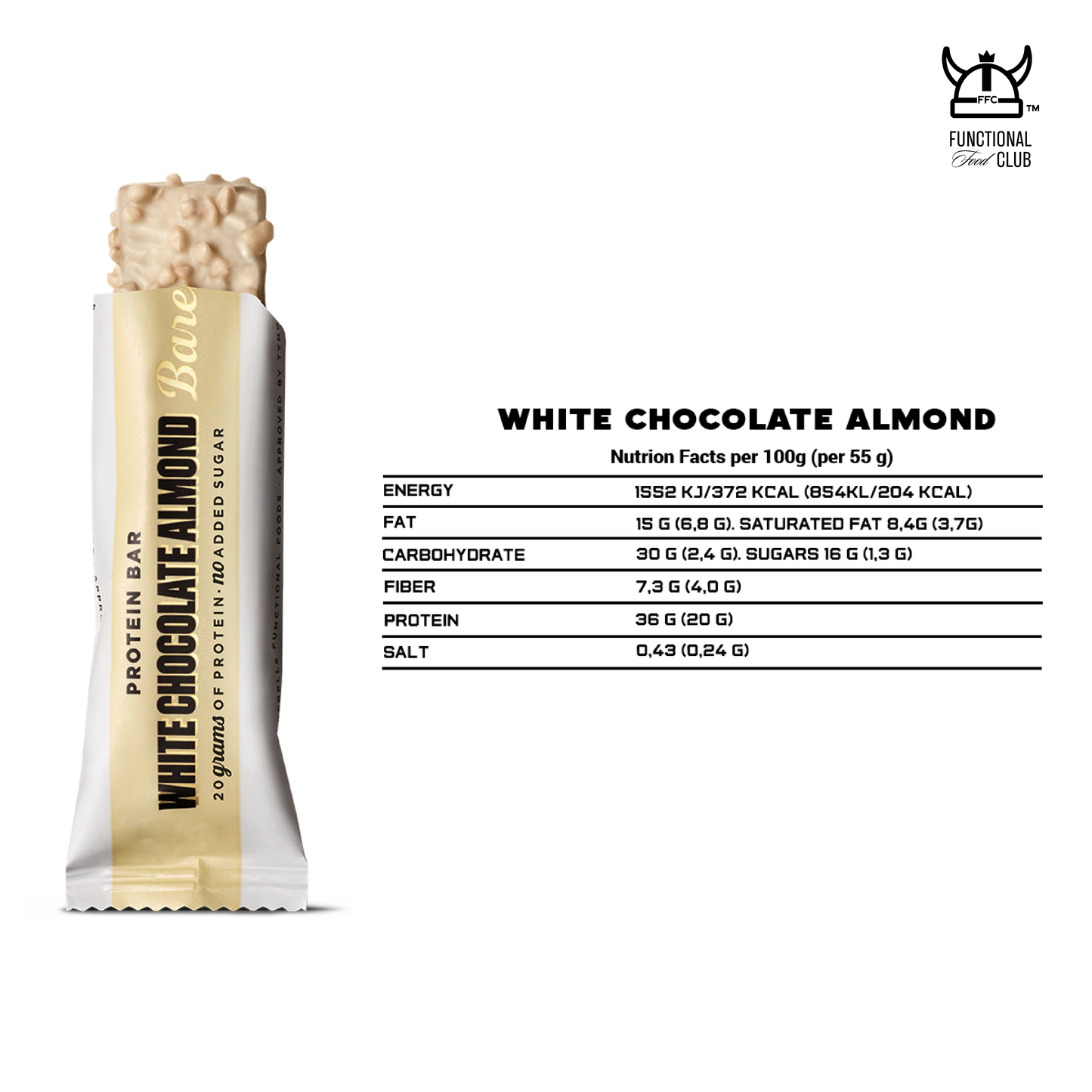 Barebells Protein Bar - White Chocolate Almond - 1 bar