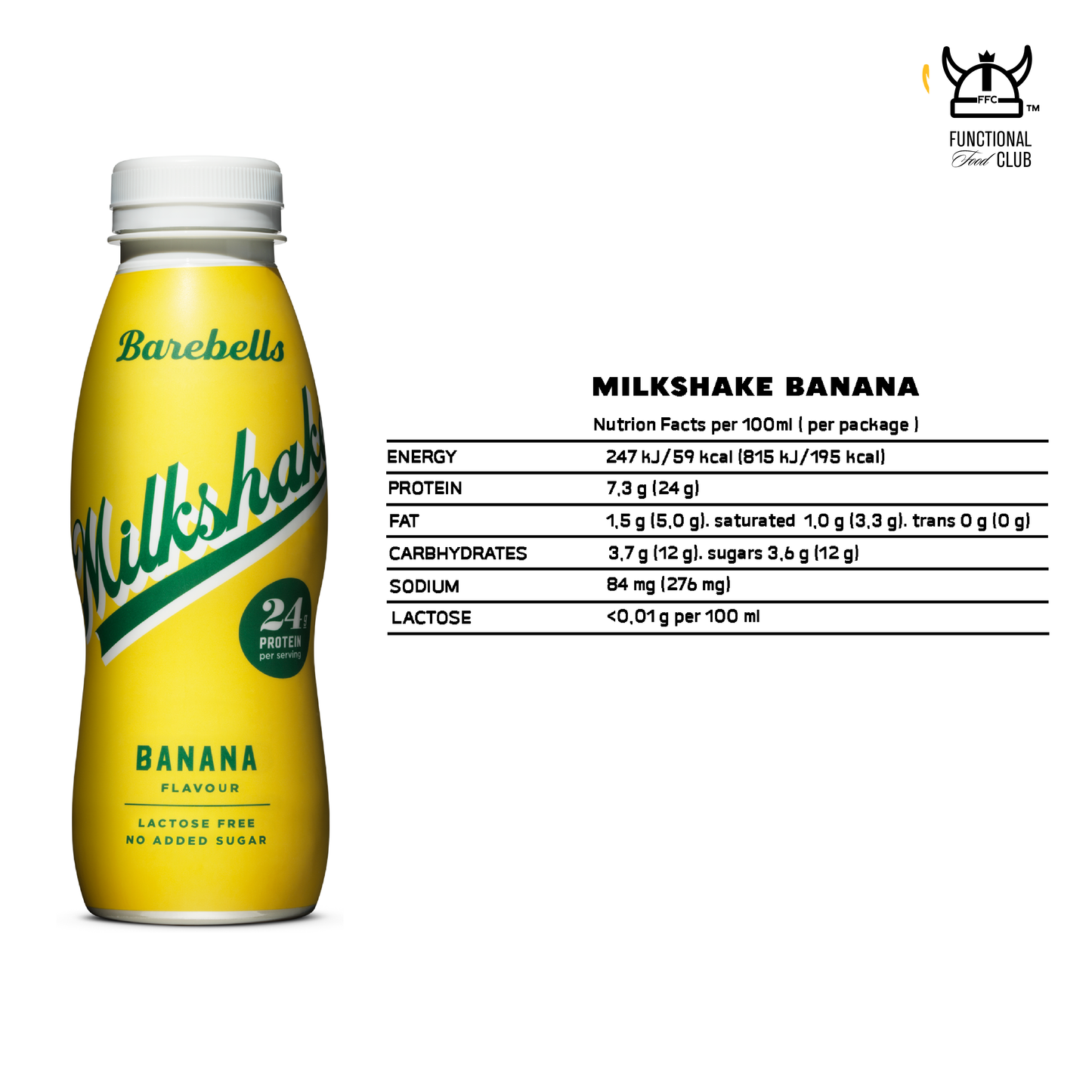 Barebells Lactose Free & No Added Sugar Milkshake - Mix - Vanilla, Chocolate, Strawberry & Banana (4 bottles)