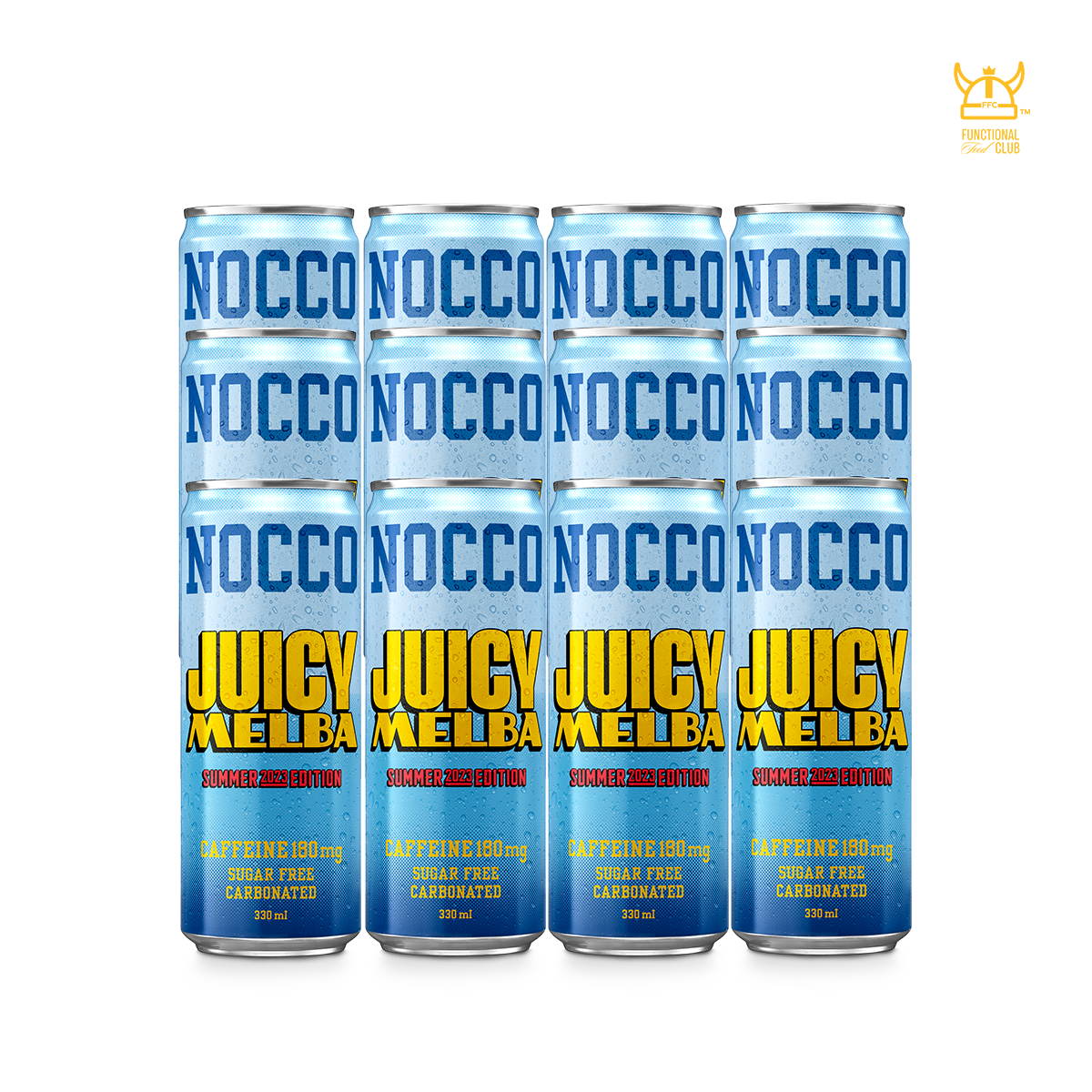 NOCCO BCAA Multi-vitamins Performance Drink - JUICY MELBA (Caffeinated) 12 Cans
