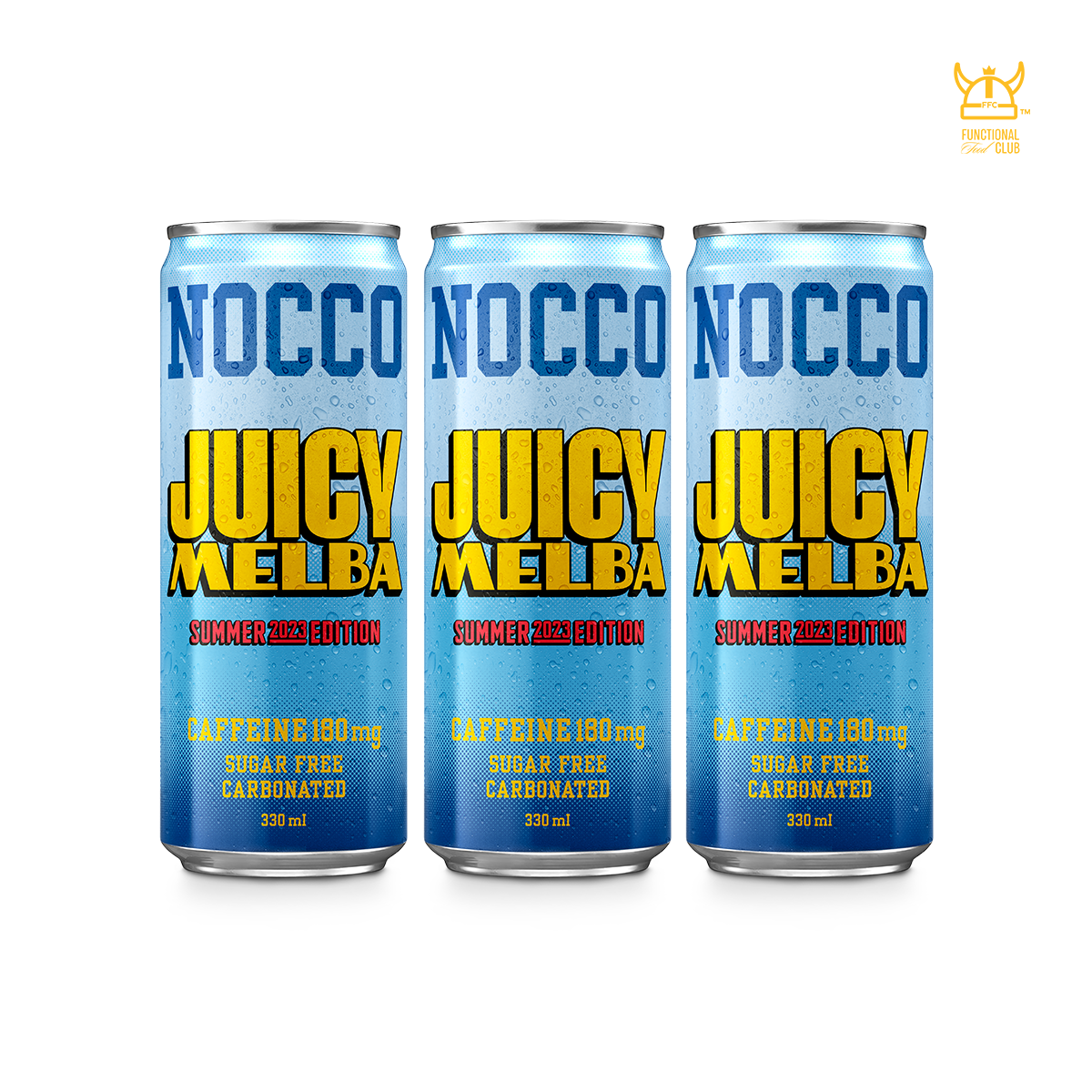 NOCCO BCAA Multi-vitamins Performance Drink - JUICY MELBA (Caffeinated) 3 Cans