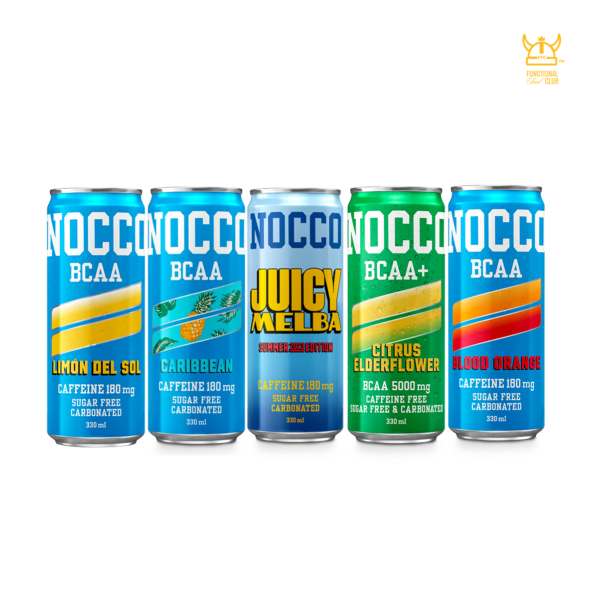 NOCCO BCAA Multi-vitamins Performance Drink - Tasting Kit 5 Cans
