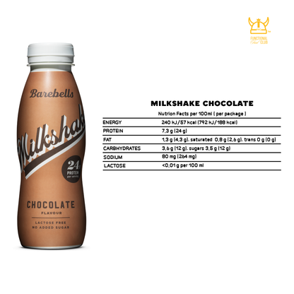 Barebells Lactose Free & No Added Sugar Milkshake - Mix - Vanilla, Chocolate, Strawberry & Banana  (4 bottles)