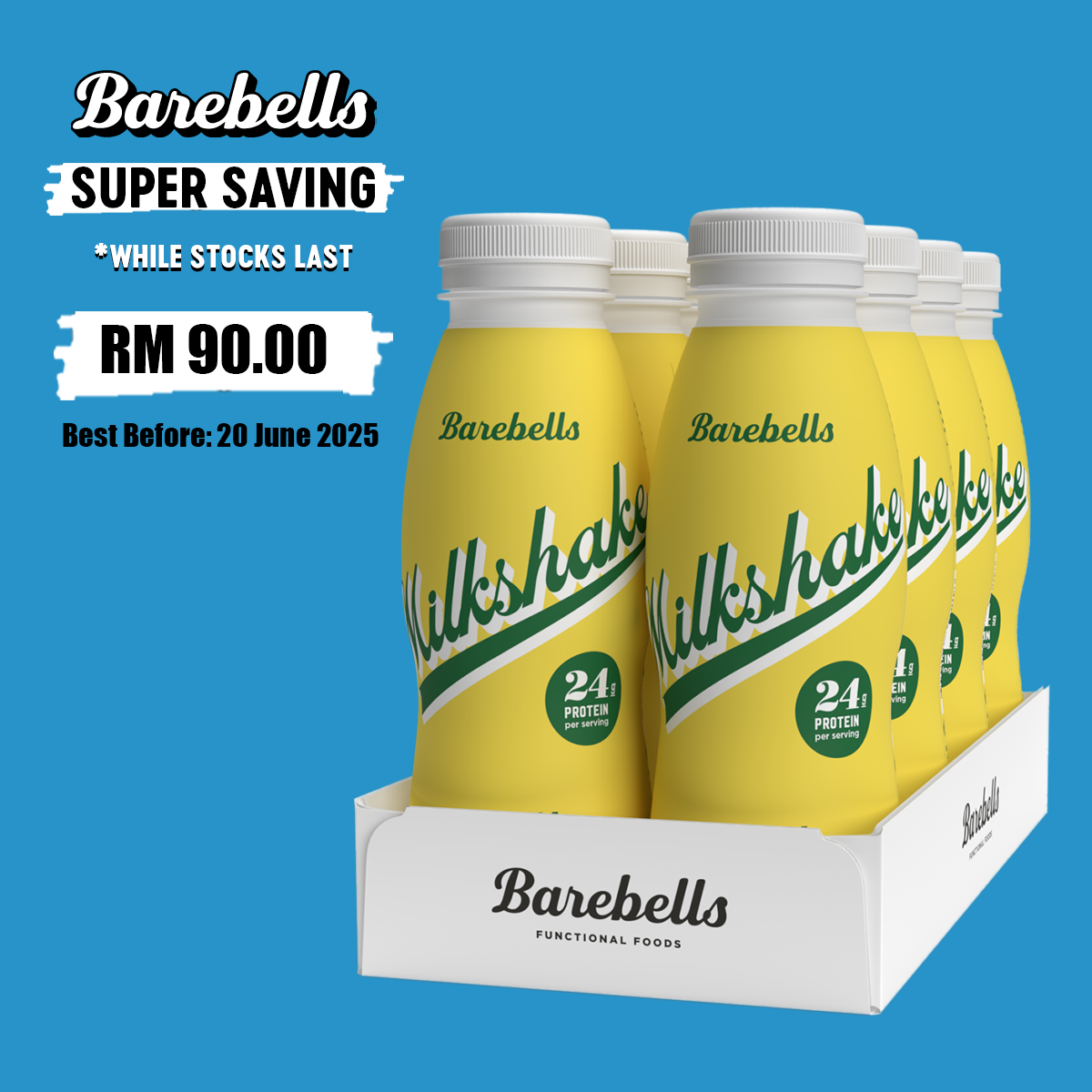 * SUPER SAVING * Sweden Barebells Lactose Free & No Added Sugar Milkshake- Banana ( 1 carton= 8 bottles ) * While stocks last