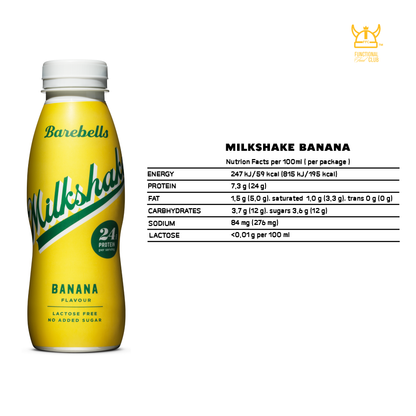 [Barebells] Lactose Free & No Added Sugar Milkshake- Banana (1 carton = 8 bottles)