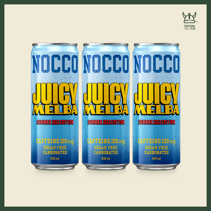 NOCCO BCAA Multi-vitamins Performance Drink - JUICY MELBA (Caffeinated) 3 Cans