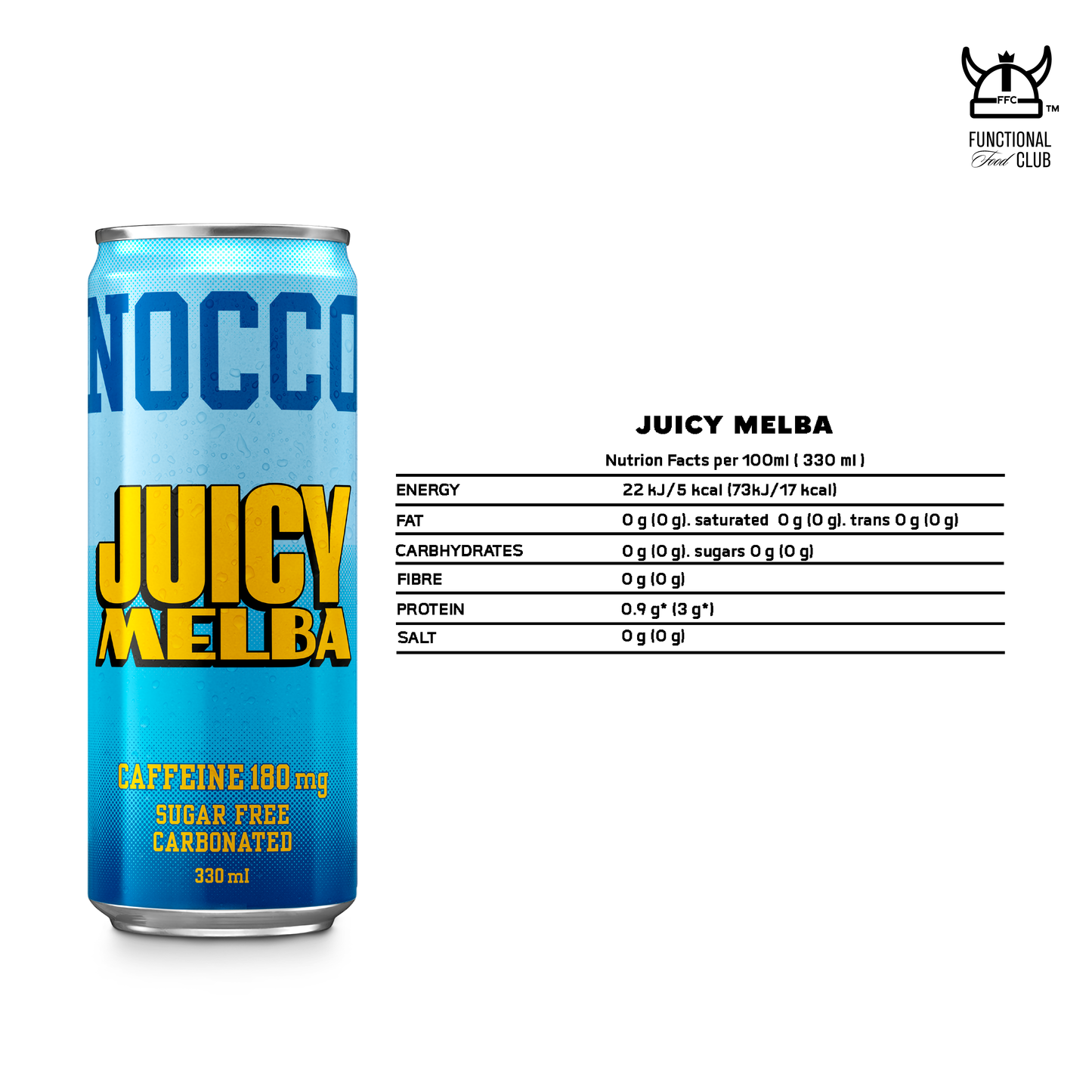 NOCCO BCAA Multi-vitamins Performance Drink - JUICY MELBA (Caffeinated) 3 Cans
