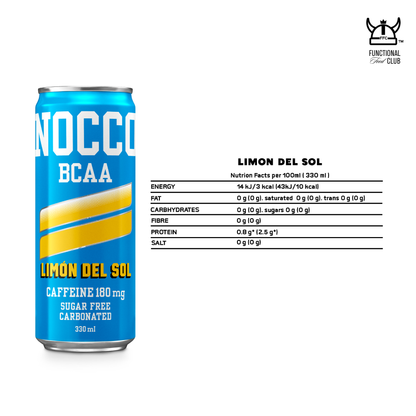 NOCCO BCAA Multi-vitamins Performance Drink - Limón Del Sol (Caffeinated) 24 Cans
