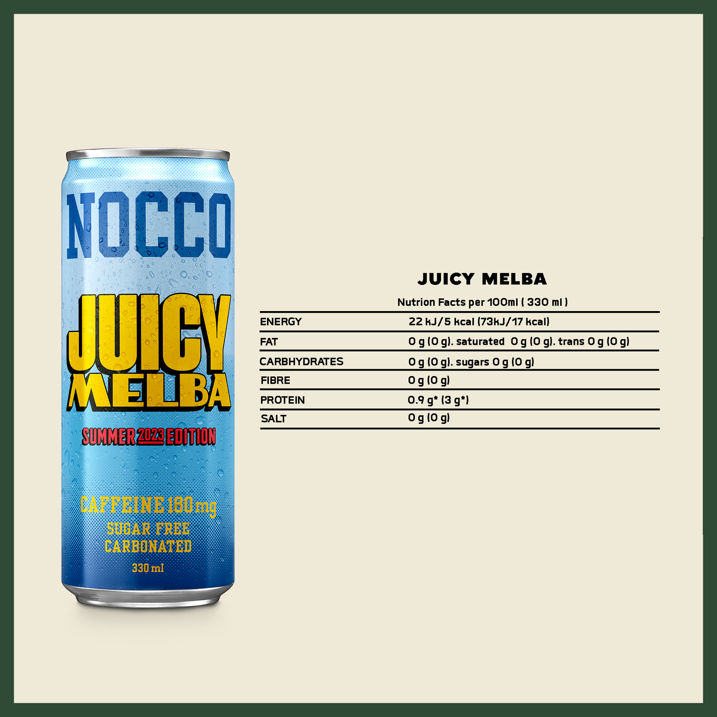 NOCCO BCAA Multi-vitamins Performance Drink - JUICY MELBA (Caffeinated) 3 Cans