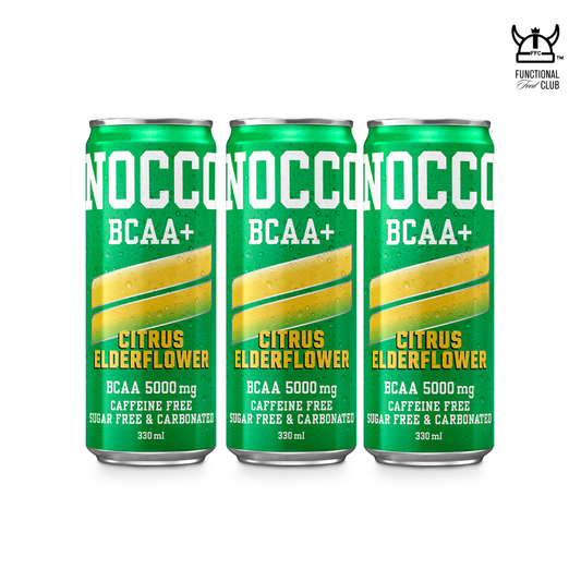 NOCCO BCAA Multi-vitamins Performance Drink - Citrus/ Elderflower ( Non-caffeinated) 3 Cans