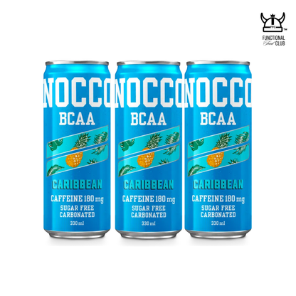 NOCCO BCAA Multi-vitamins Performance Drink - Caribbean (Caffeinated) 3 Cans