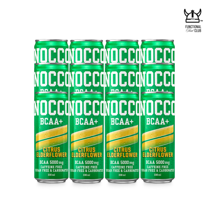 NOCCO BCAA Multi-vitamins Performance Drink - Citrus/ Elderflower ( Non-caffeinated) 12 Cans
