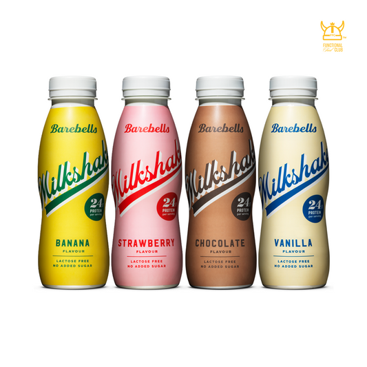 Barebells Lactose Free & No Added Sugar Milkshake - Mix - Vanilla, Chocolate, Strawberry & Banana  (4 bottles)