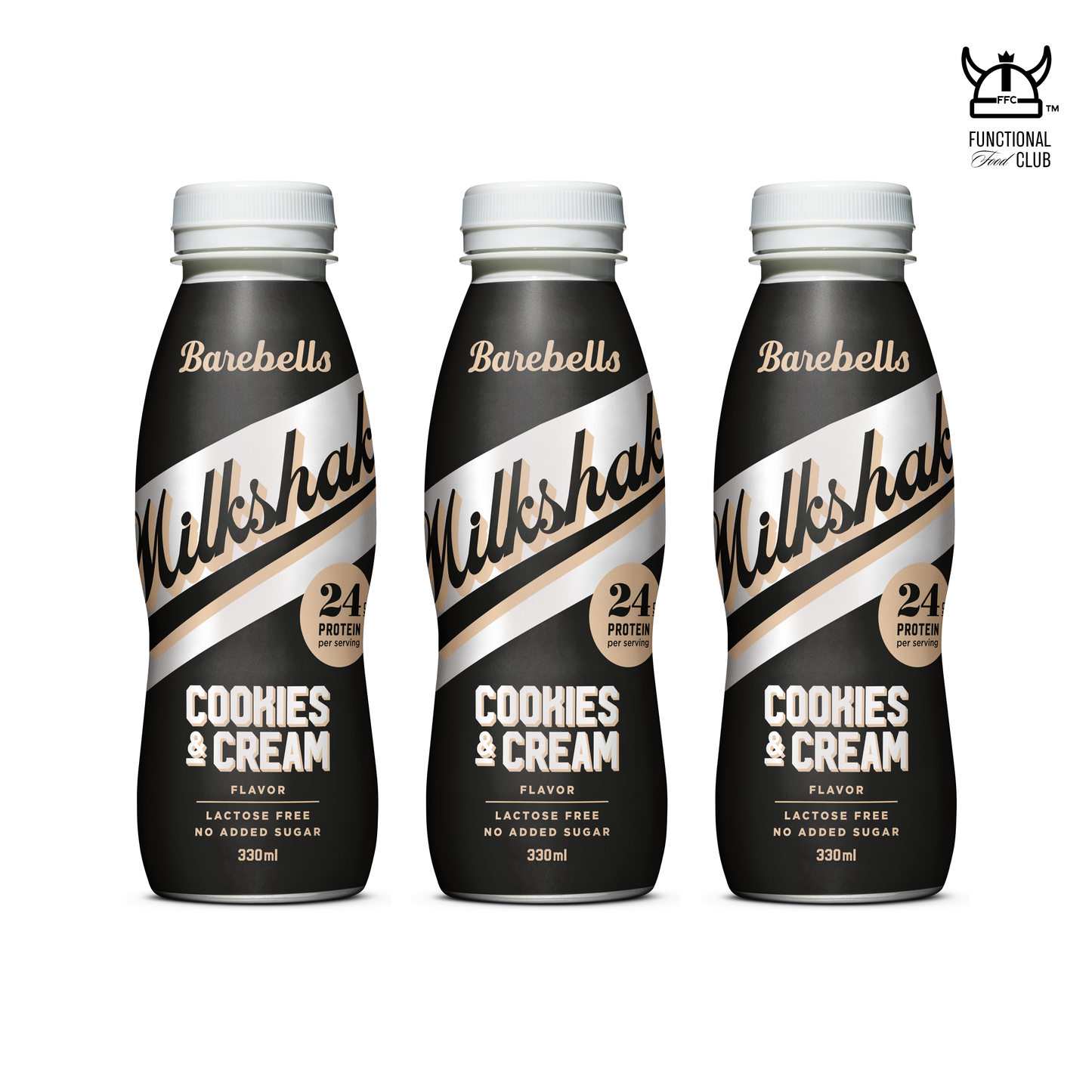 Barebells Lactose Free & No Added Sugar Milkshake -Cookies & Cream (3 bottles)