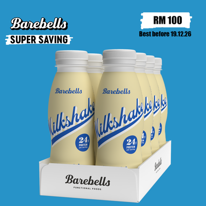 SUPER SAVING Barebells Vanilla Protein Milkshake – Lactose-Free & No Added Sugar (8 x 330ml)