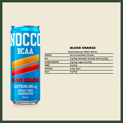NOCCO BCAA Multi-vitamins Performance Drink - BLOOD ORANGE (Caffeinated) 3 Cans