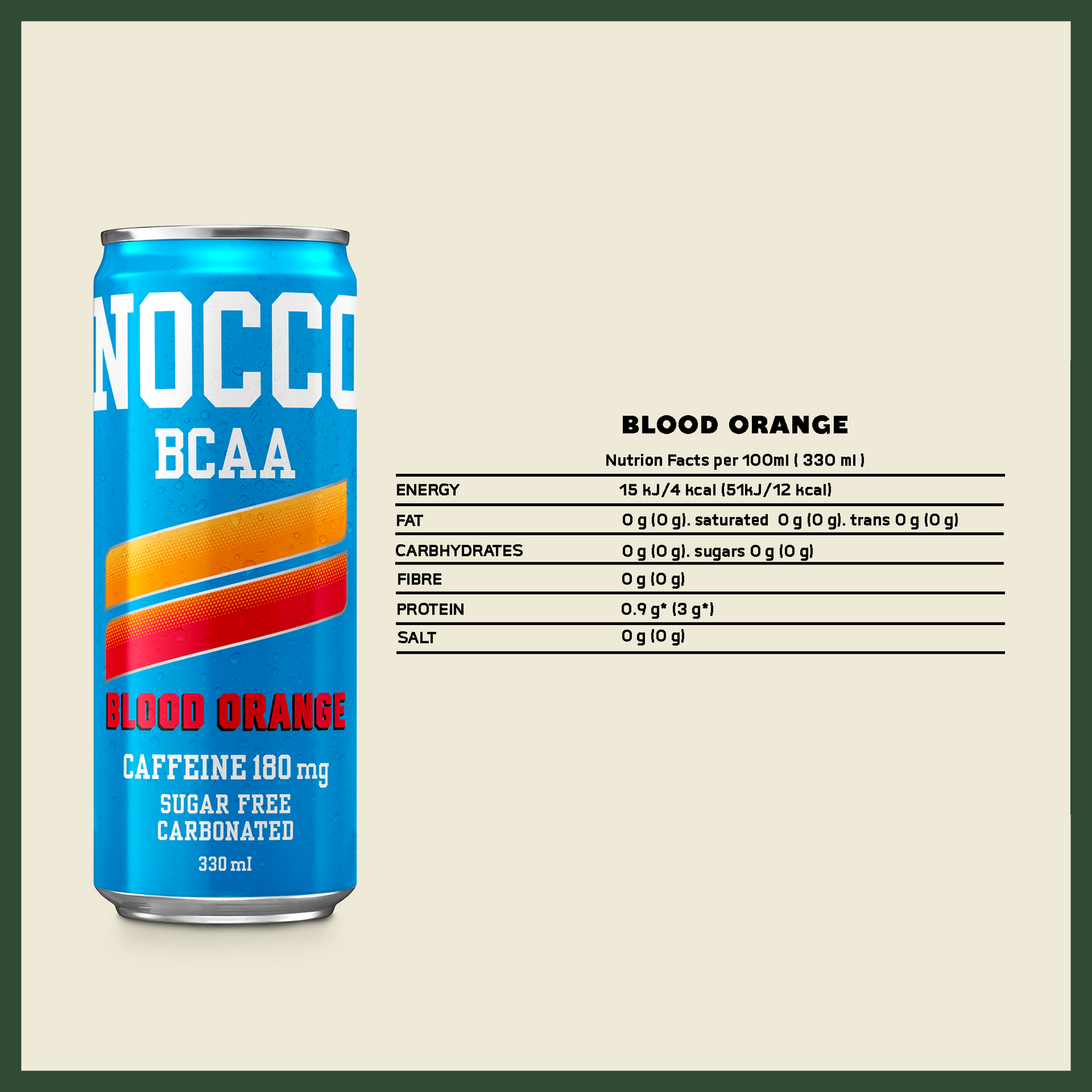 NOCCO BCAA Multi-vitamins Performance Drink - BLOOD ORANGE (Caffeinated) 6 Cans