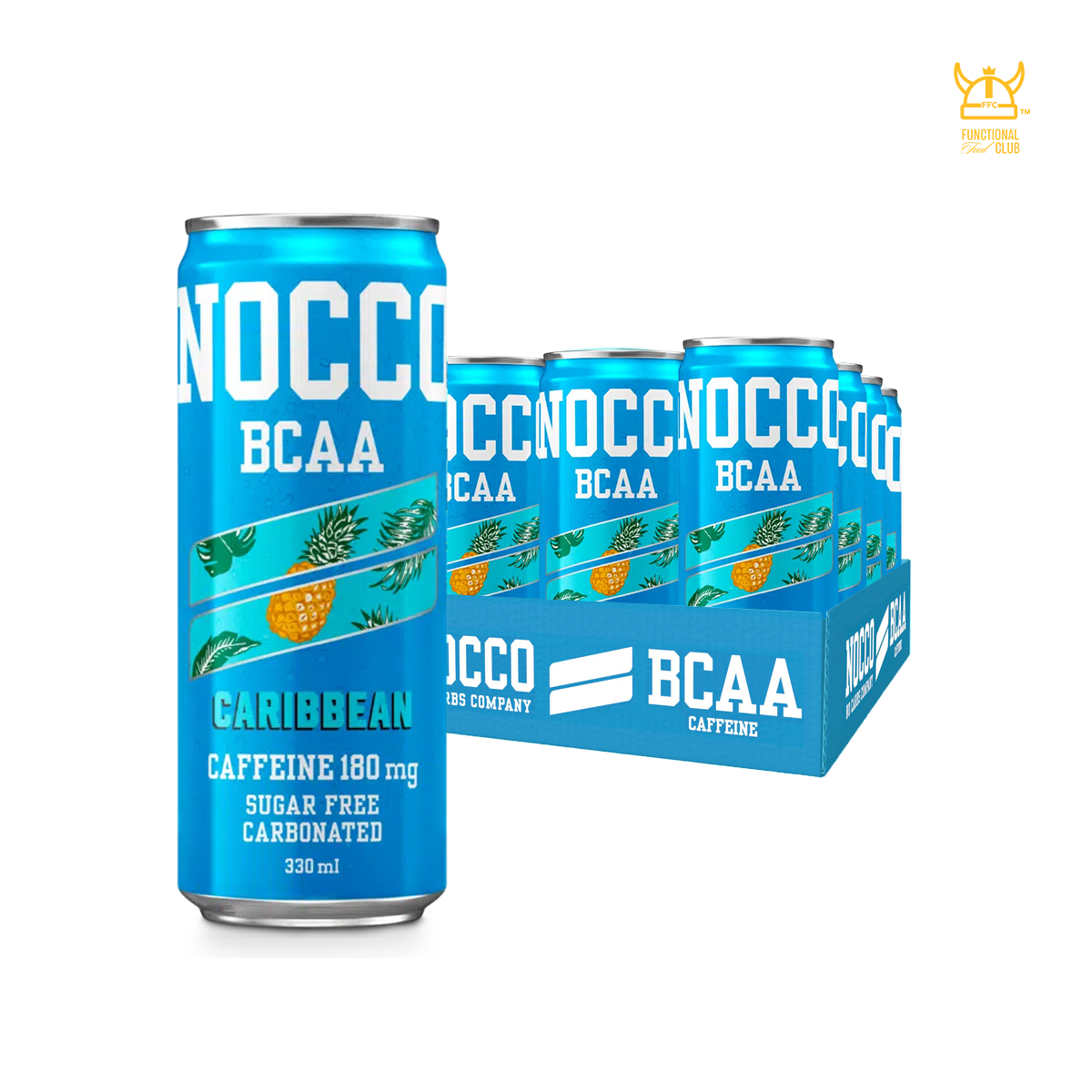 NOCCO BCAA Multi-vitamins Performance Drink- Caribbean (Caffeinated) 24 cans