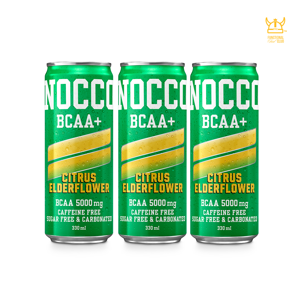 NOCCO BCAA Multi-vitamins Performance Drink - Citrus/ Elderflower ( Non-caffeinated) 3 Cans