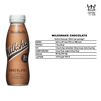 [Barebells] Lactose Free & No Added Sugar Milkshake -Chocolate (3 bottles)