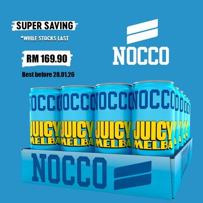 SUPER SAVING NOCCO BCAA Multi-vitamins Performance Drink - JUICY MELBA (Caffeinated) 24 Cans