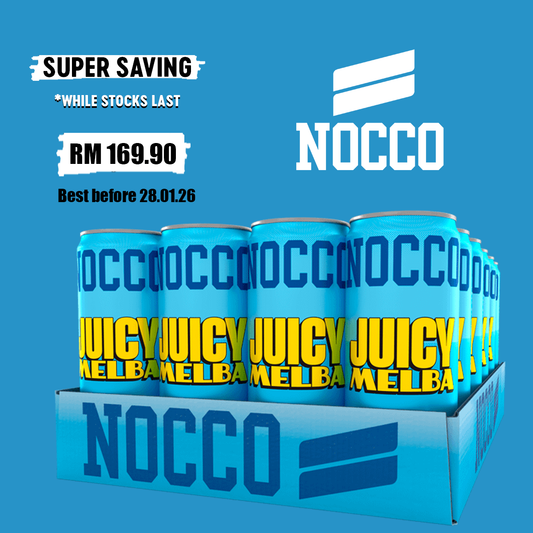 SUPER SAVING NOCCO BCAA Multi-vitamins Performance Drink - JUICY MELBA (Caffeinated) 24 Cans