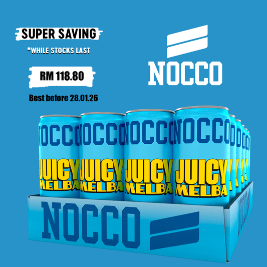 SUPER SAVING NOCCO BCAA Multi-vitamins Performance Drink - JUICY MELBA (Caffeinated) 24 Cans