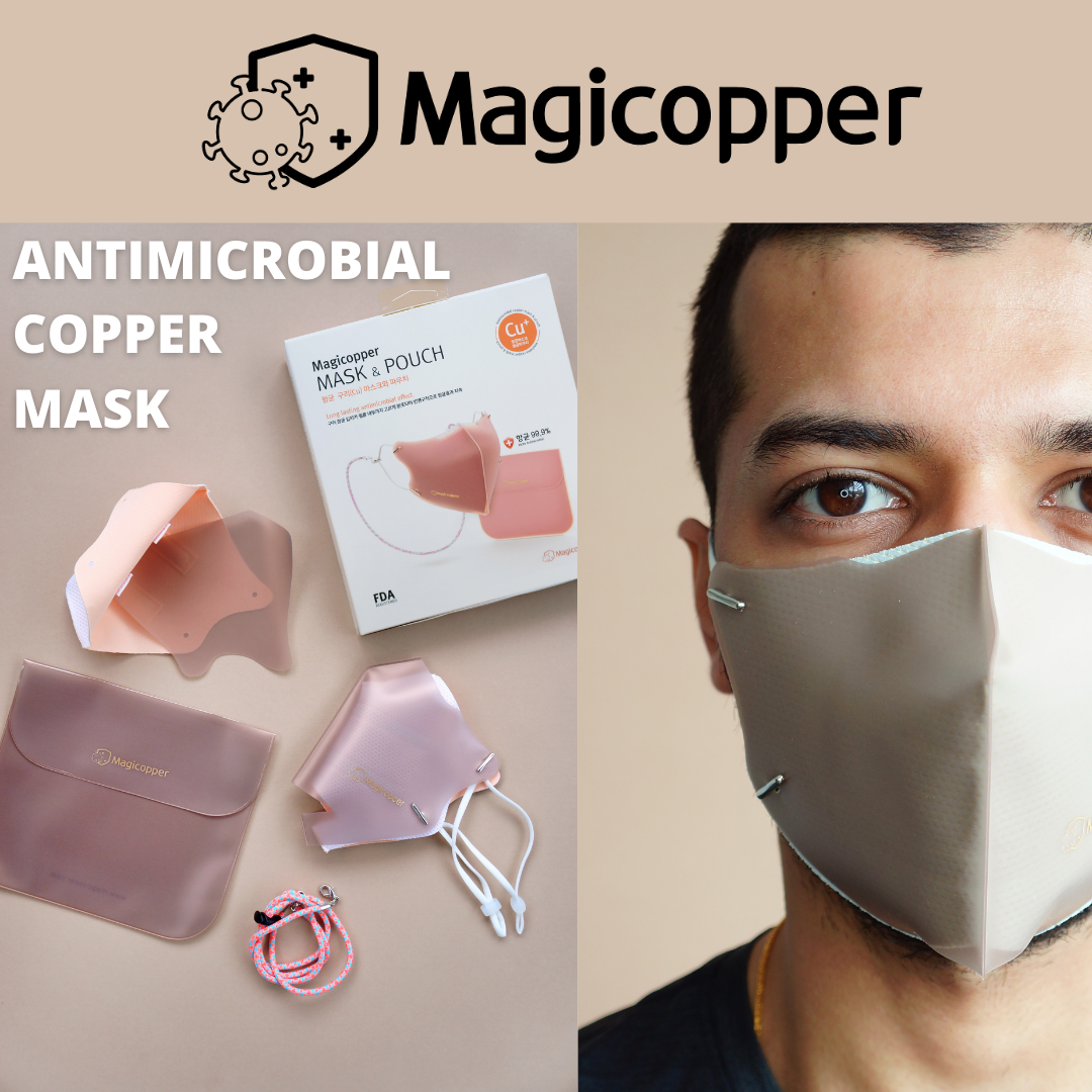 [Magicopper] Antimicrobial Copper Mask & Pouch Set -PINK