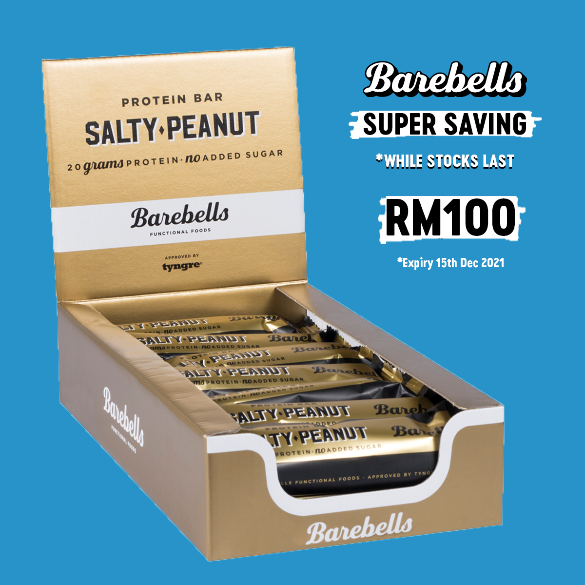 * SUPER SAVING * Sweden Barebells Salty Peanut Protein Bar ( 1 Box  / 12 bars) * While stocks last